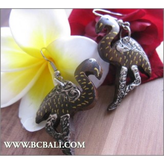 Bali Swan Earring Woods Carving Painting Fashion